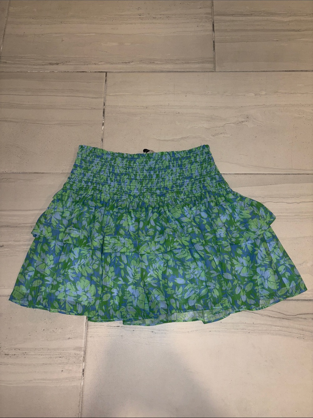 Ramy Brook Green and Blue Floral Mini Skirt